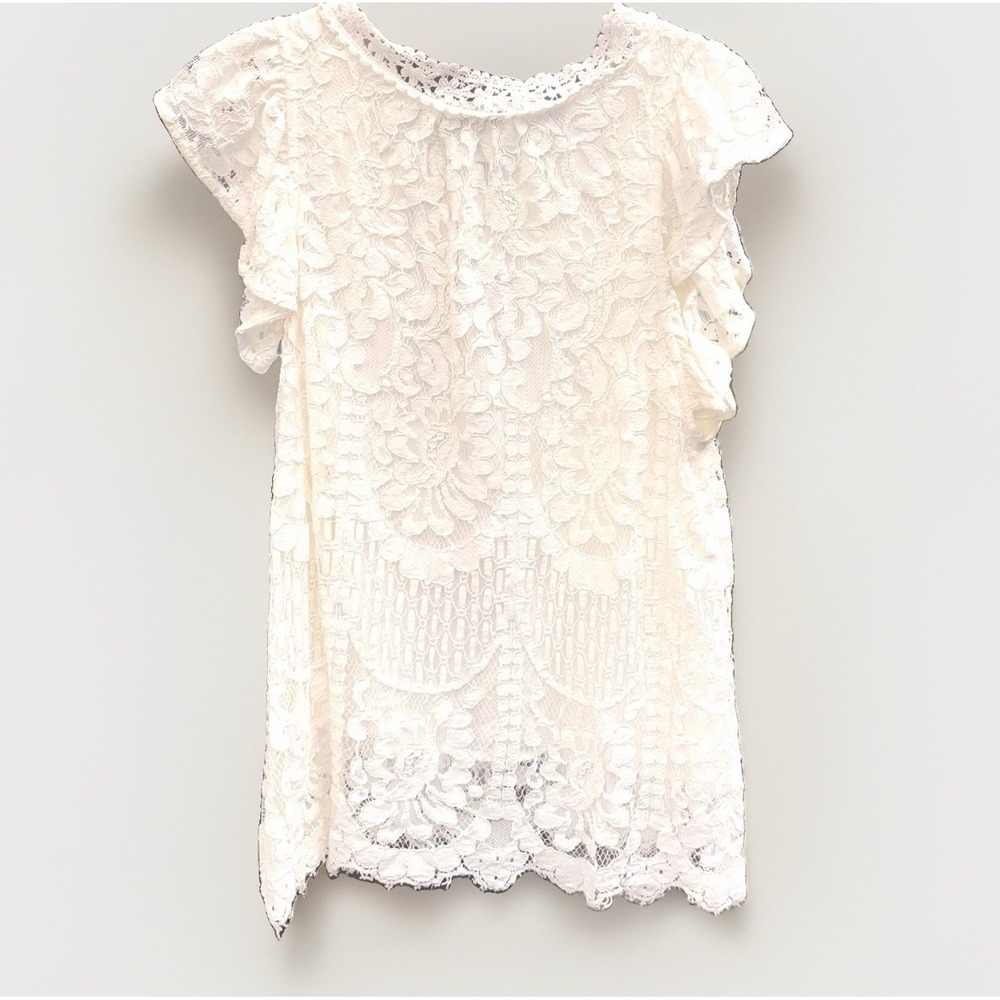 Sweet Lovely By Jen Romantic Lace Lined Cottage Core Bohemian Top Size L